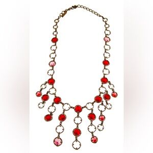 Oscar de la Renta Pink Crystal Chandelier Statement Necklace 30.5” Made in USA